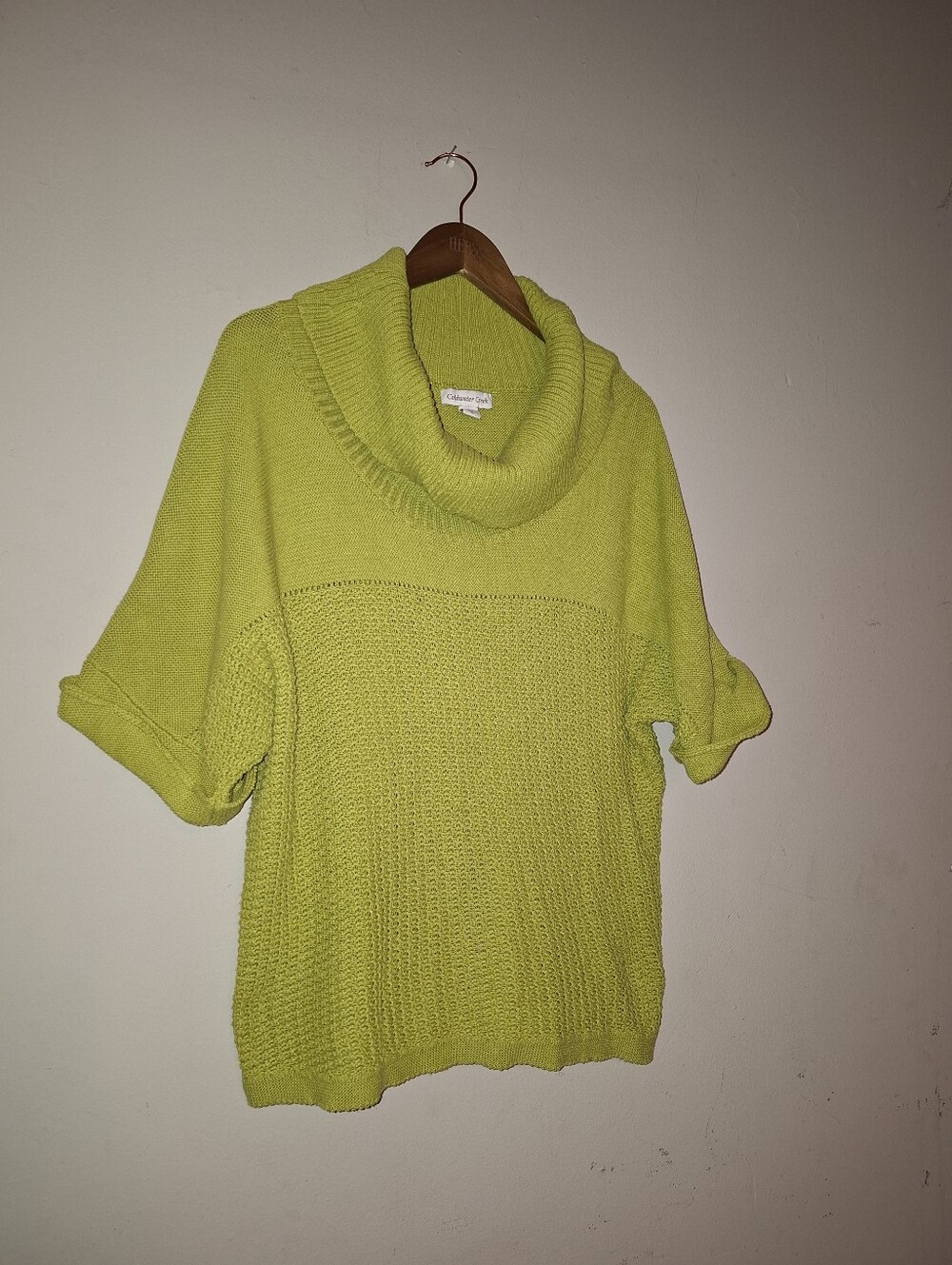 Coldwater Creek Cozy Lime Green Cowl Neck Women's Sweater Vest